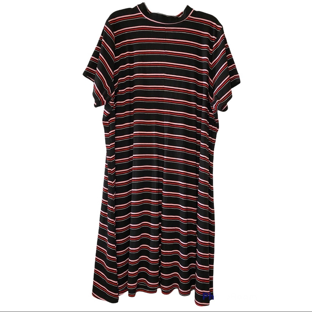 Torrid woman's plus size black multi stripe rib mock neck trapeze dress 5X - Picture 2 of 12